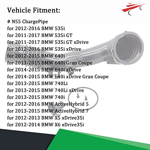 OKAY MOTOR Air Turbo Induction Pipe Rear Duct w/Sensor for 2011-2017 BMW 535i 640i 740i X5 X6 3.0L N55 13717609811