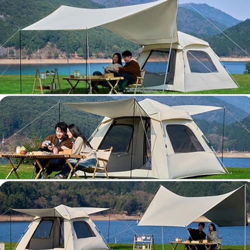 Carpa instantánea para camping familiar 5 personas beige miniatura 3