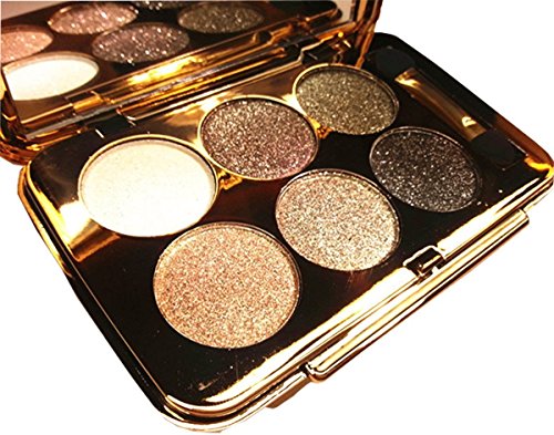 Bolaxin Womens Elegant Ladies Waterproof 6 Colors Make UP Glitter Eyeshadow Palette with Brush (Color 2)