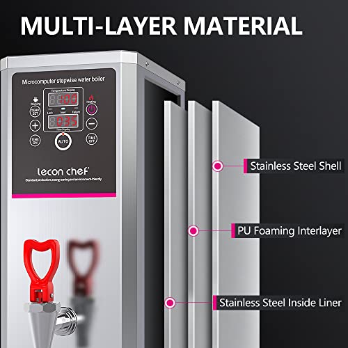 Lecon Chef Water Boiler Eletric Commercial Hot Water Dispenser Silver 15L With Filter Automatic 1500W Heating For Tea Coffee Shop, Restaurant, Home, Office #TOP4