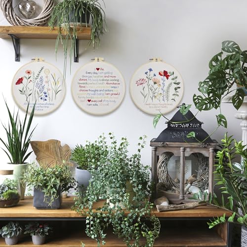 Image of CRAFTILOO Embroidery Kits for Adults Hand Embroidery kit for Beginners with Stamped Embroidery Patterns Starter Embroidery Kit. Needlepoint kit Cross Stitch kit for Teens& Adults Flowers