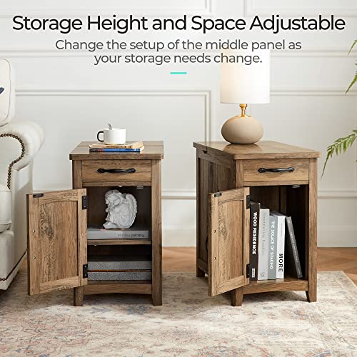 Linsy Home End Table With Charging Station, Side Table For Bedroom With Drawer And Detachable Holder, Multiple Storage Space, Extra Storage & Display Space, Small Nightstand For Living Room #TOP5