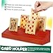 HONMEET 4pcs Wooden Base Playing Card Holders Sturdy Card Stands for Tabletop Games Vertical Display for Easy Identification for All Ages and Game
