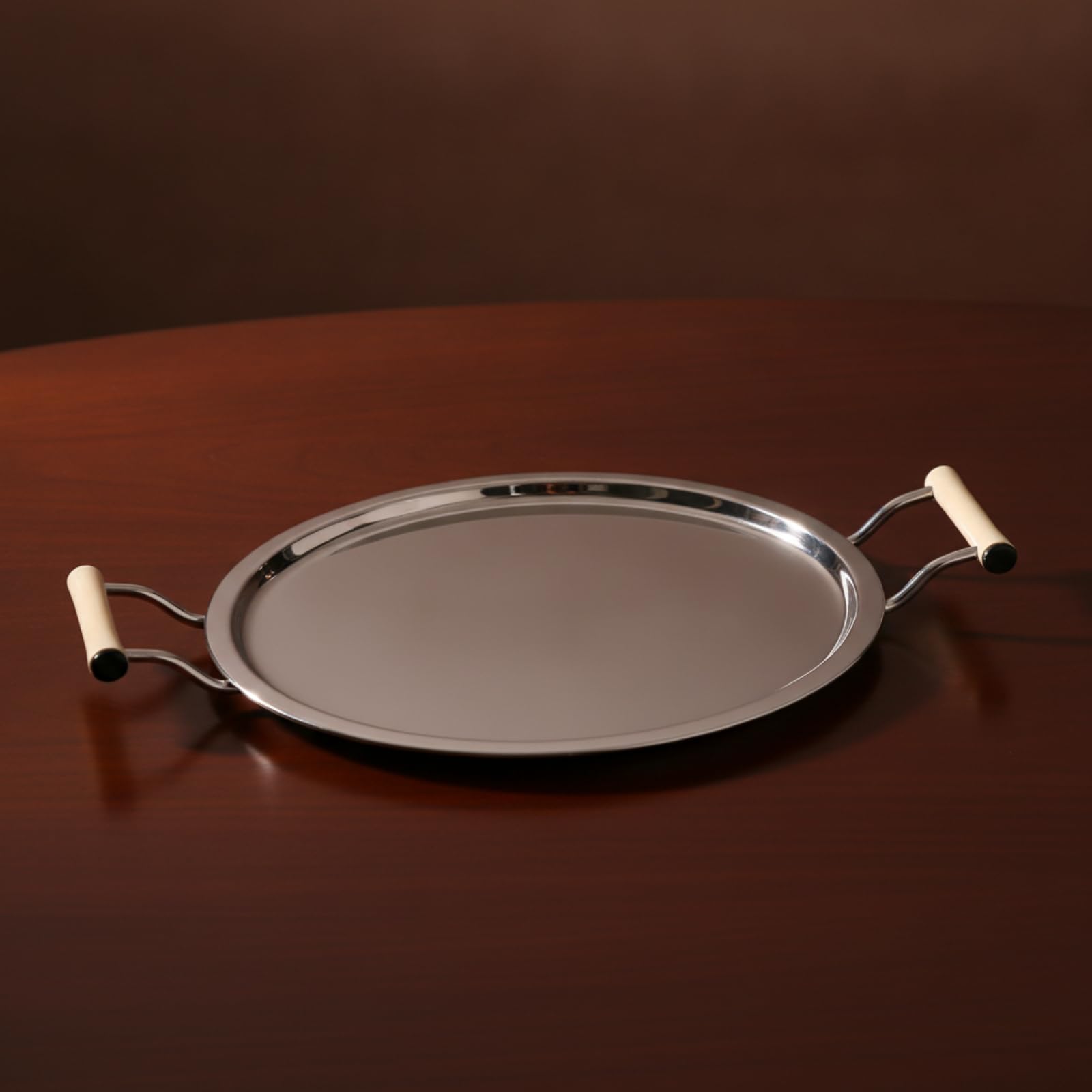 Vassoio con Manici a Passante Compatto | Pratico, Vassoio con Bordo Rialzato, per Bar, Beige 51x30.5x10cm