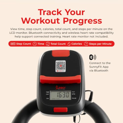 Image of Sunny Health & Fitness Climbing Stair Stepper for Home Gym | SunnyFit App Connection, Long Stride Length, Home Gym Exercise, Compact Foldable, Leg and Glute Training