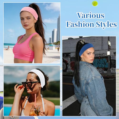 Image of YARIEW 6Pcs Headbands Paisley Bandanas Head Bands Sweat Band Hair Wrap Headwrap Fashion Boho Wide Thick Workout Yoga Elastic Headbands Mens Cooling Running Sports Headband Sweatbands for Women and Men