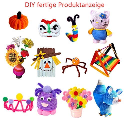 Kit de nettoyage pour pipe - Pluesch - Mini pompons colorés - Yeux roulés - 40 couleurs - Feuilles de feutre pour enfants - Pour travaux manuels, loisirs créatifs (style 2) - Image 3