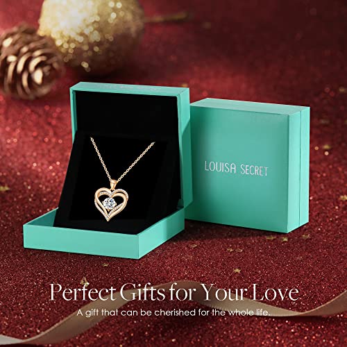 LOUISA SECRET Love Heart Birthstone Necklaces for Women, 925 Sterling Silver Women Pendant Necklace, Mother's Day Gifts Birthday Anniversary Jewelry Gift for Mom Wife Girlfriend Her Girl - Image 7