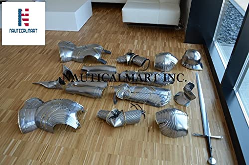 NauticalMart 15th Century Gothic Plate Armour - Gothic Suit of Armor Silver