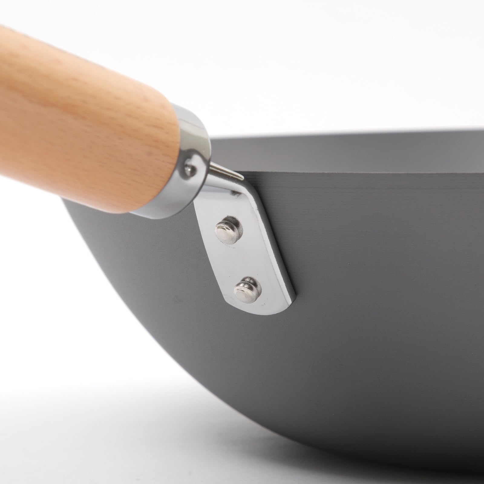 KIWAME - Wok di alta qualità, 30 cm, nero, manico in legno, antiaderente, 3,2 quarti, compatibile con piano cottura elettrico