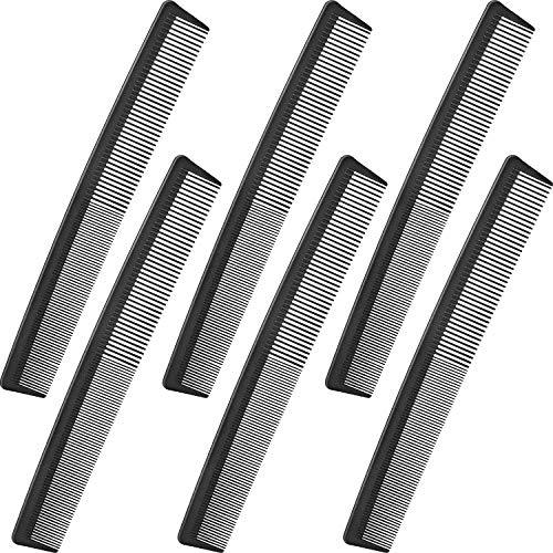 6 Packs Black Carbon Comb Barber Comb Fiber Cutting Comb 8.5 Inches Fine Tooth Hairdressing Styling Combs Heat Resistant Combs for Salon and Home Use