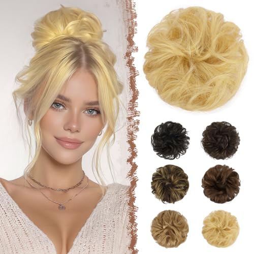 FESHFEN Human Messy Buns - 100% Human Hair Bun Real