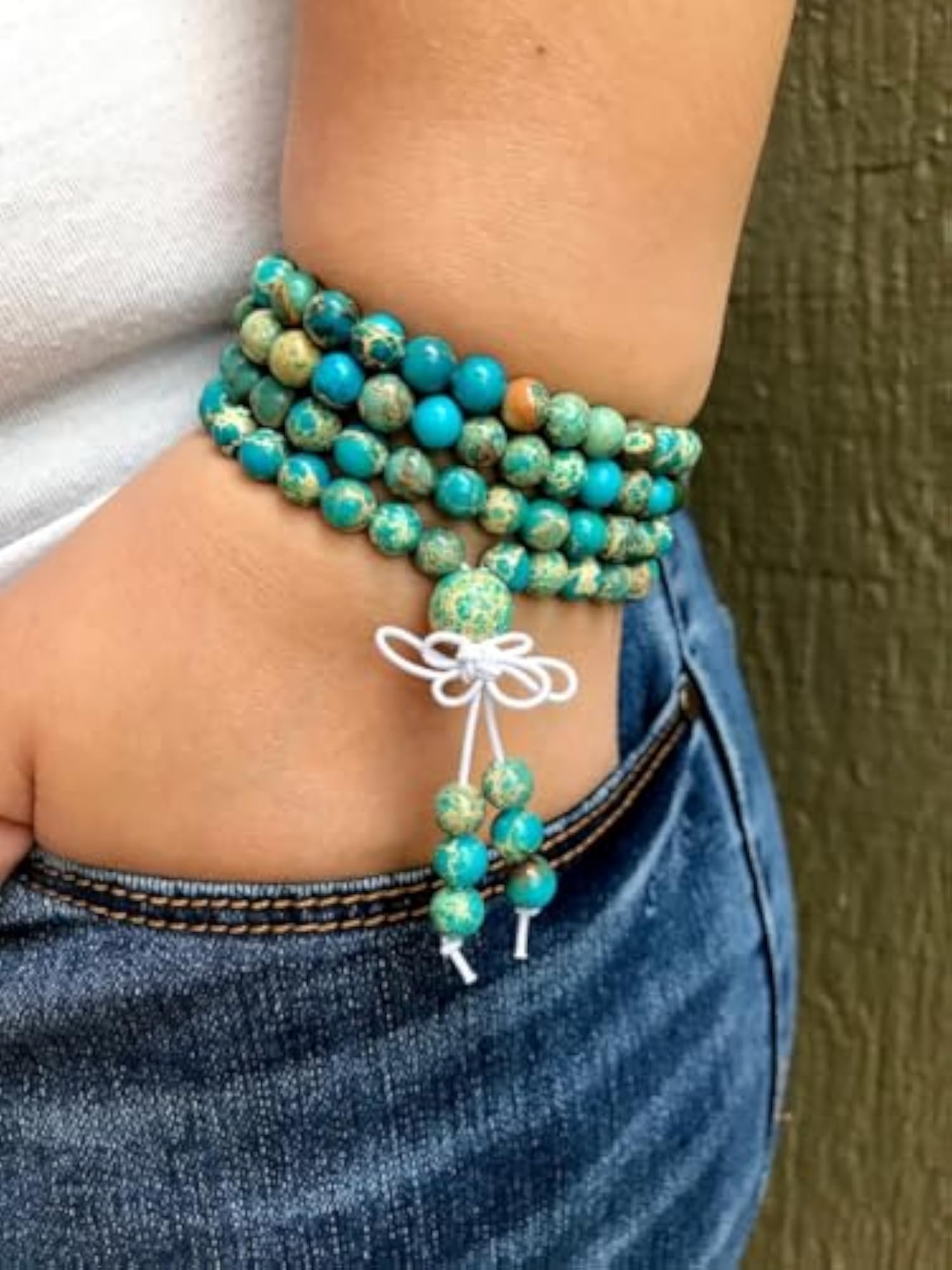 Natural Emperor Jasper 10MM Beaded Handmade Prayer Mala Necklace