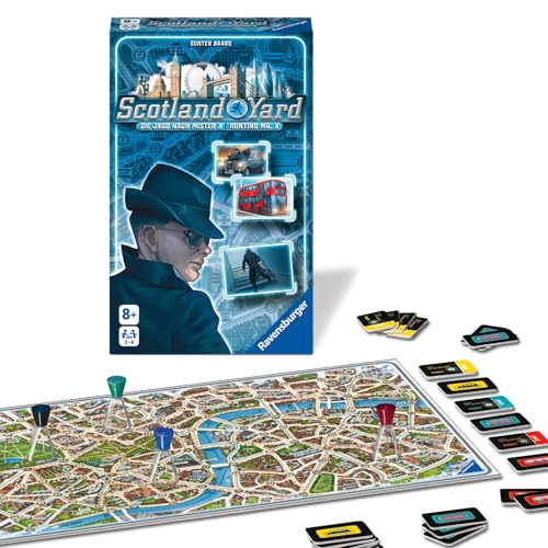 Ravensburger 22451 - Scotland Yard, Mitbringspiel für 2-4 Spieler, Strategiespiel ab 8 Jahren, kompaktes Format, Reisespiel, Brettspiel