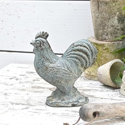 Chadechimo Rooster Statue Chicken Figurine Cement Rooster Figurine Figurines Artwork for Outdoor, Backyard, Patio and Home Kitchen Decoration(Dark Blue)