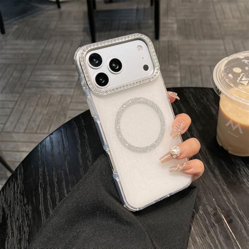 Coque iPhone 11 paillettes et diamants blanche avec chargement magnétique sans fil Magsafe
