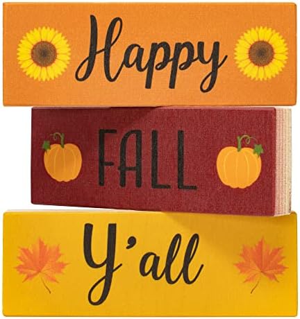 JennyGems Fall Decor Joyful Fall Y’all, Fall Tiered Tray Decor, Mini Wooden Indicators, Tabletop Fall Decorations for Dwelling, Thanksgiving Fall Dwelling Decorations, Fall Espresso Bar Decor, Fall Mantel Decor
