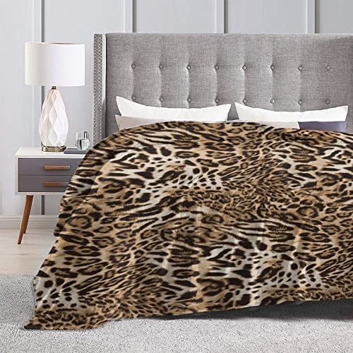 Leopard Print Soft Blanket All Season Fuzzy Throw Warm Lightweight Blanket Flannel Blankets Fleece Throws For Bed Sofa Couch Travel Home Living Room Decor 80"X60" #TOP1