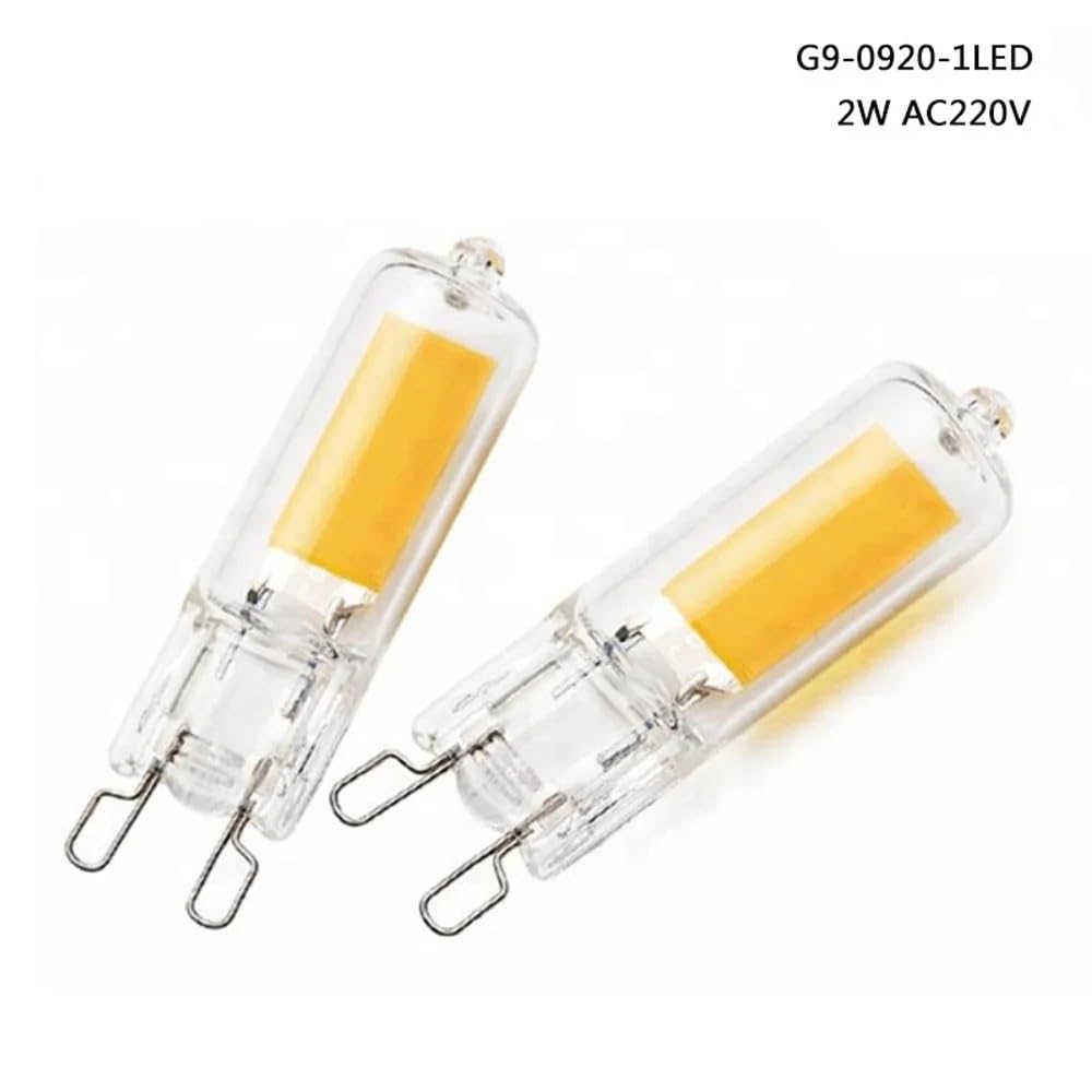 HHF Iluminación del hogar, Paquete de 50, bombilla LED COB de silicona AC220V G4/G9 2W/4W fuente de luz de araña de cristal(Blanco,G9 2W)