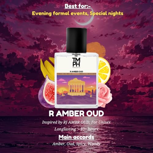 Image of TMPerfumehouse R Amber Oud EDP for Men & Women | Rich, Woody & Long Lasting Perfume Spray | Rose, Amber & Warmspicy Fragrance | Luxury Gift for Him & Her | TMPH | 50ml