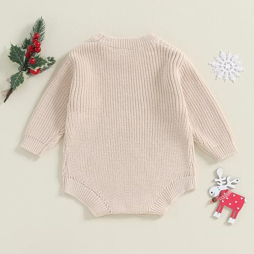 Lesimsam Newborn Baby Boy Girl Christmas Outfit Knit Sweater Romper Oversized Long Sleeve Bubble Bodysuit Warm Winter Clothes3