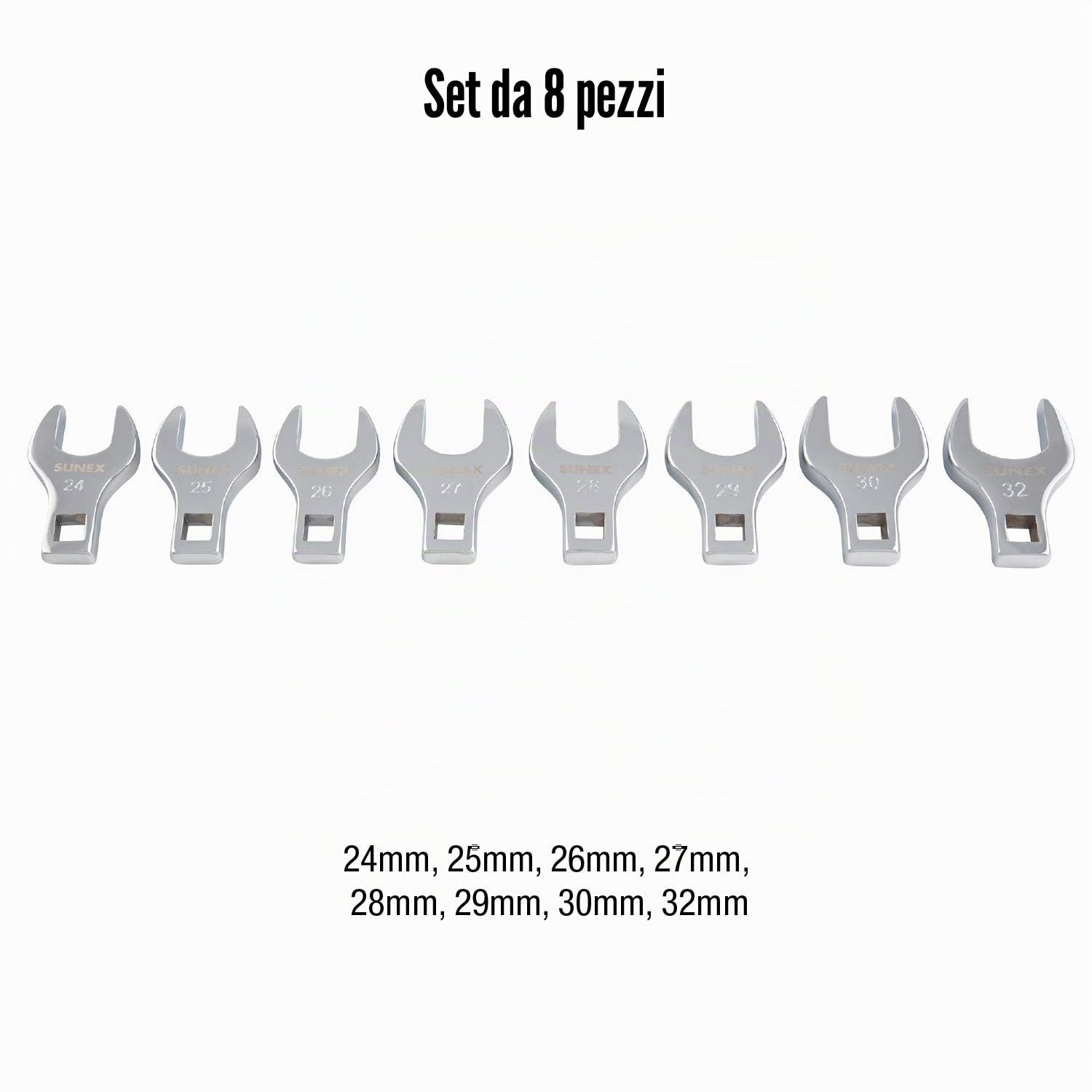 SUNEX TOOLS 9730 - Set di chiavi a brugola con attacco da 1/2", misure 24-32, 8 pezzi