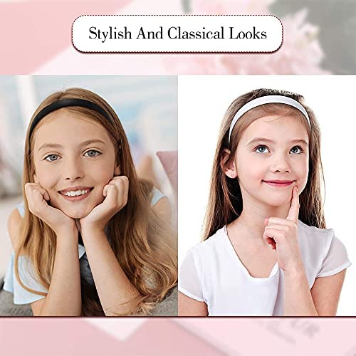 Image of 3 Pieces 1 Inch Wide Plastic Headbands with Teeth Plain Hard Plastic Hairband Non-Slip Craft Headband Hoops for Women Girls DIY Hair Accessories (Black, White, Red)