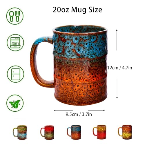 hengshukeji Beer Mugs-Coffee Mug,Large Ceramics Coffee Mugs,600ml/20oz,Extra Large Tea and Coffee Cup for Office and Home,Microwave and Dishwasher Safe (Red) - Image 2