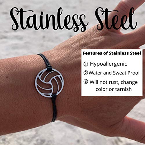 Image of Sportybella Volleyball Bracelet - Waterproof, Girls Volleyball Jewelry, Stainless Steel Adjustable Charm Bracelet with Volleyball Charm -Gift for Female Volleyball Player
