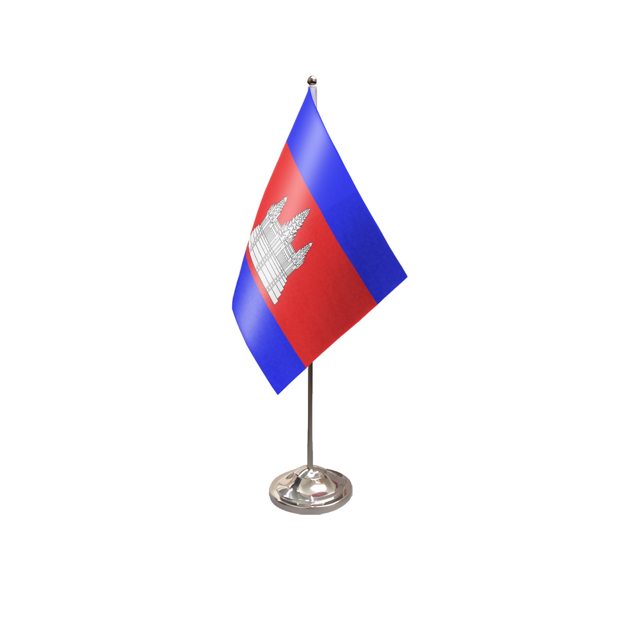Flagtex Cambodia Satin Table Flag With Chrome Pole & Base