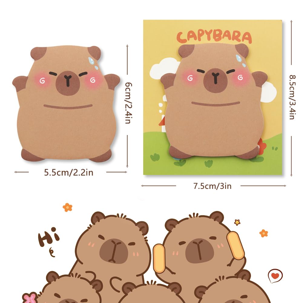 240Pcs Capybara Sticky Notes, Kawaii Shy Little Capybara Sticky Tabs, Self-Stick Pads, Cute Memo Notes - Image 2