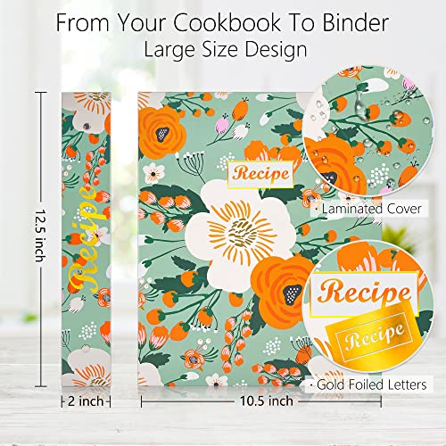 Relaehih 3 Ring Recipe Binder 8.5”X11” Large Recipe Book To Write In Your Own Recipes With Recipe Cards 4X6, Unique Gifts For Women Grandma (Green Spring Bouquet) #TOP1