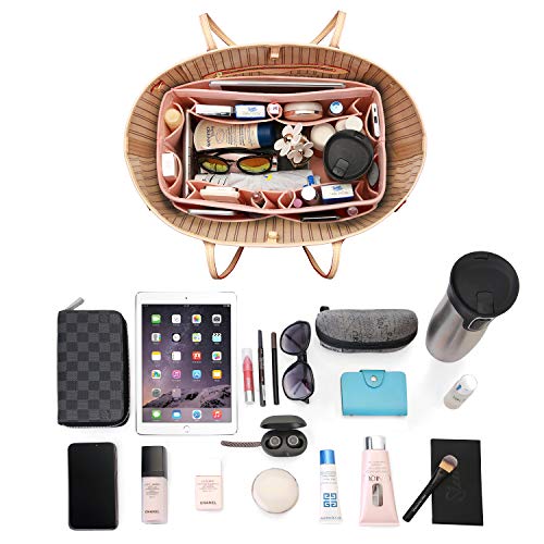 Image of Felt Purse Organizer, Bag in Bag Organizer For Tote & Handbag, Speedy, Neverfull, Medium Large Extra Large (Large, Brush Pink)