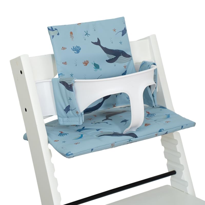 HALAA VAUVA Baby Cushion Set Soft Highchair Cushion Compatible with Stokke Tripp Trapp Chair Comfort High Chair Cushion for Infant Toddler High Chair Accessories Easy to Clean and Install Sea Blue