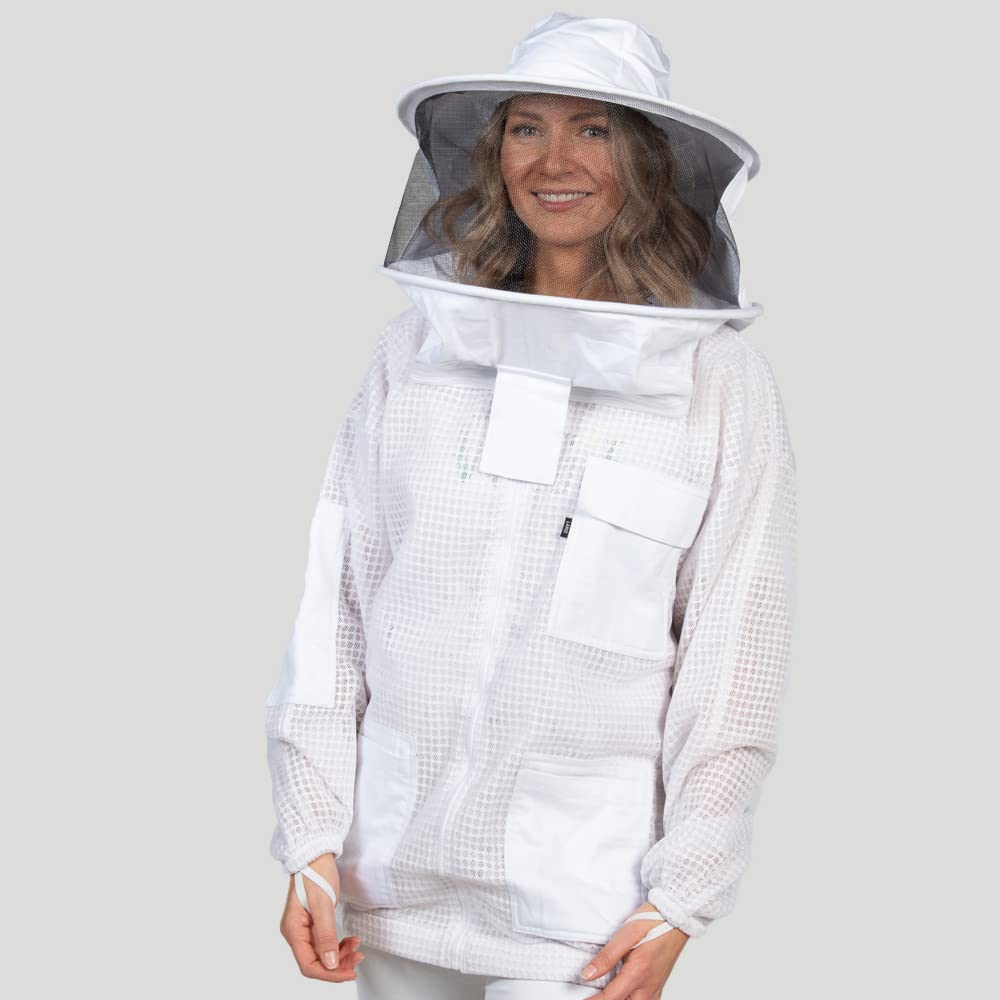 EXNER Imker-Jacke mit Imkerhut, Netzeinsätze zur Belüftung, 100% Baumwolle, weiss