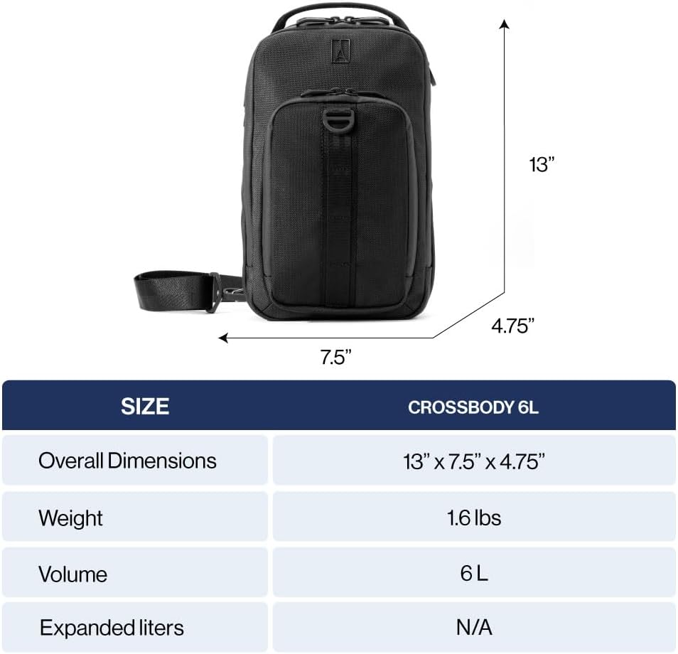 Travelpro Unisex Adult Travelpro Altitude Crossbody 6l, Water Resistant, Work, Business, Men and Women