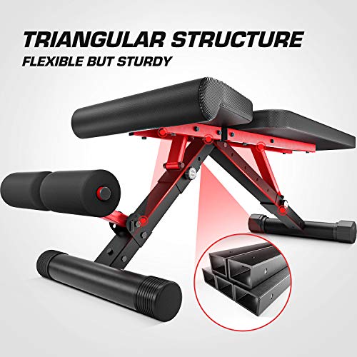 Pelpo Weight Bench for Full Body Workout, Strength Training Bench Press in Home Gym, Decline Incline Adjustable Utility Weight Bench with Fast Folding, Black Frame