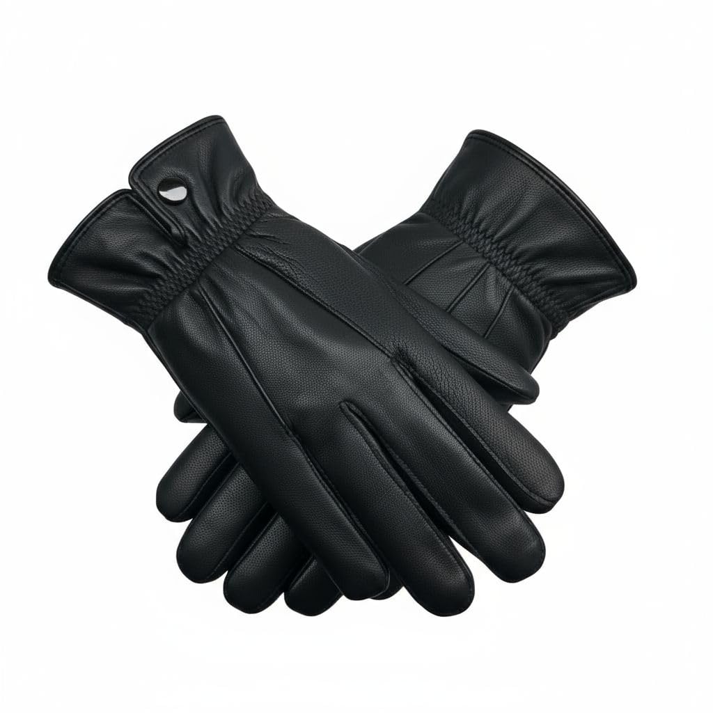 The Leather Emporium Women's Black Soft Genuine Leather Gloves Fleece Lined Touchscreen (Small, )