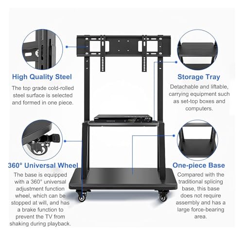 Soporte móvil universal para TV con ruedas y estructura metálica miniatura 4