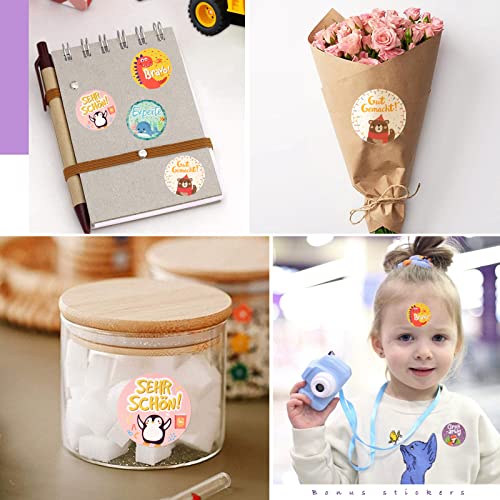 500 Stück 4cm Motivationsaufkleber für Kinder Selbstklebende Lehrer Belohnung Aufkleber mit 8 Süßer Tiere Motive Belohnungsaufkleber Lehrerbedarf für Lehrer Eltern im Unterricht und zu Hause usw.