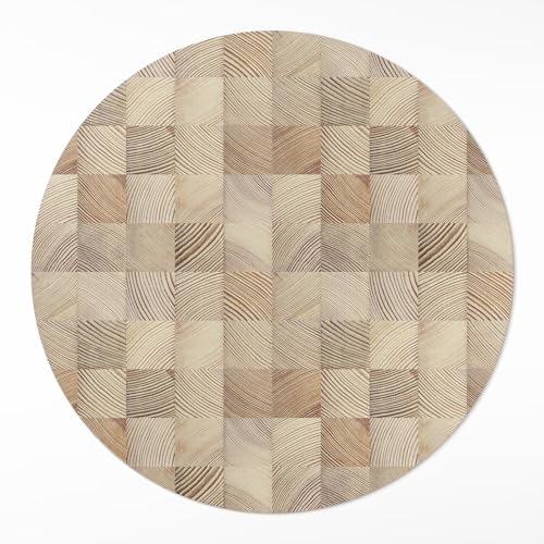 Tapis vinyle ø140 cm rond anti-rayure protège sol PVC durable