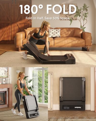 Image of FLEXISPOT Foldable Walking Pad Treadmill for Home Office, Under Desk Treadmill with Fold-in-Half Design, Quiet Brushless Walking Experience, 264 LBS Capacity, Easy Storage