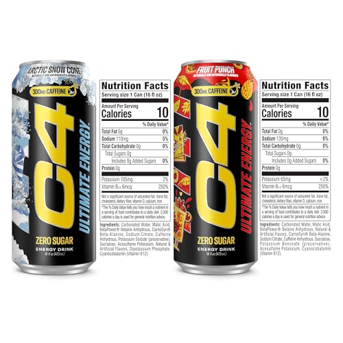 Image of C4 Ultimate Energy Drink, 300mg Caffeine, Zero Sugar, High-Performance Energy for Pre-Workout, Endurance, and Focus, Variety Pack, 16oz (Pack of 12)