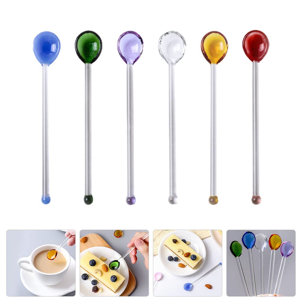6 cucharas de té helado, cuchara de café, cuchara de helado de cristal, cucharas de agitación de cóctel, barra Swizzle Stick