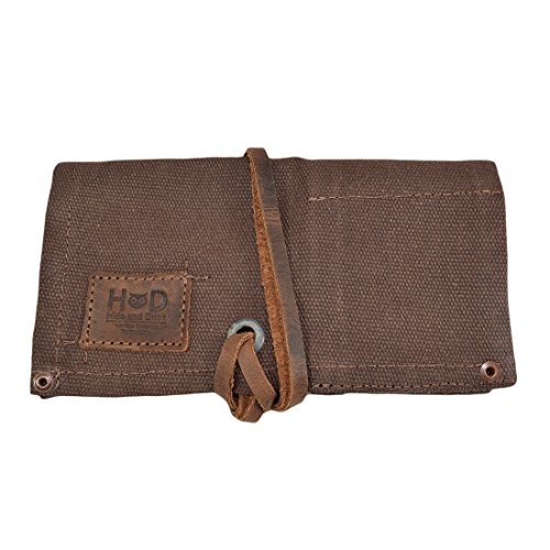 Hide & Drink, Waterproof Waxed Canvas Travel Watch Roll Organizer Holds Up To 4 Watches, Easy Carry On Watchlover Storage, Travel & Commuter Essentials, Handmade (Honey Bourbon) #TOP2