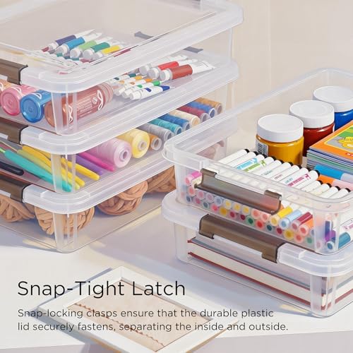 Image of Citylife 20 PCS Plastic Storage Bins with Latching Lids Portable Project Case Clear File Box Stackable Storage Containers for Organizing A4 Paper, Photo, Document, Scrapbook