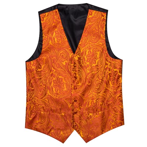 Image of Barry.Wang Men's Suit Vest Formal /Leisure Paisley Jacquard Silk Tie Pocket Square Waistcoat Set Wedding 5PCS