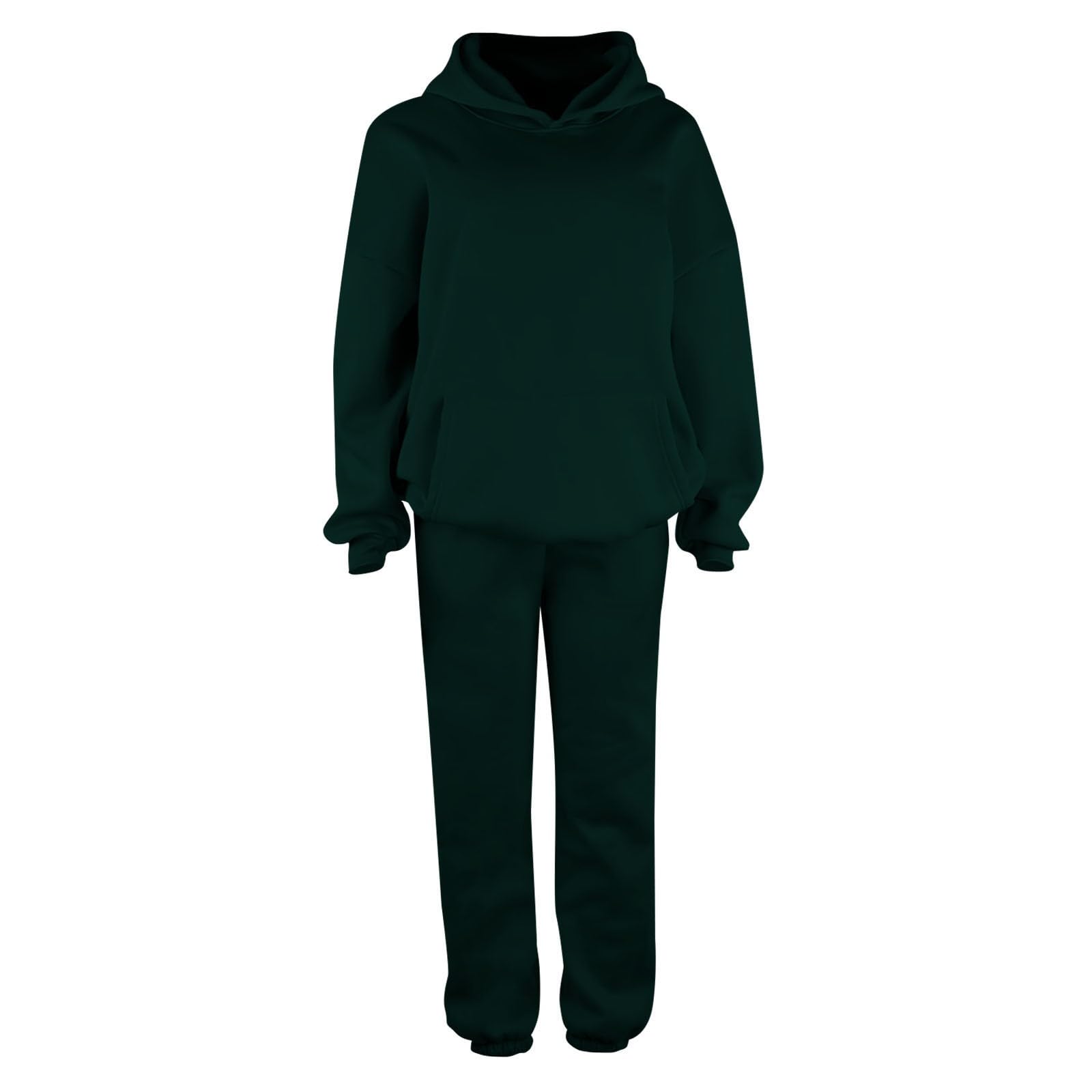 Damen Hausanzug 2 Teiler Kuschelig Pullover Sweatshirt Und Jogginghose mit Tunnelzug Taschen Elegant Baumwolle Große Größen Freizeitanzug Autumn Winter Tracksuit 2 Teiler