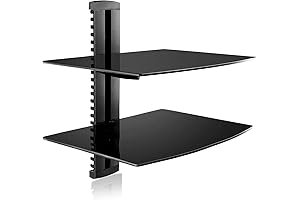 Suptek Speaker Mount, Floating Glass Shelf