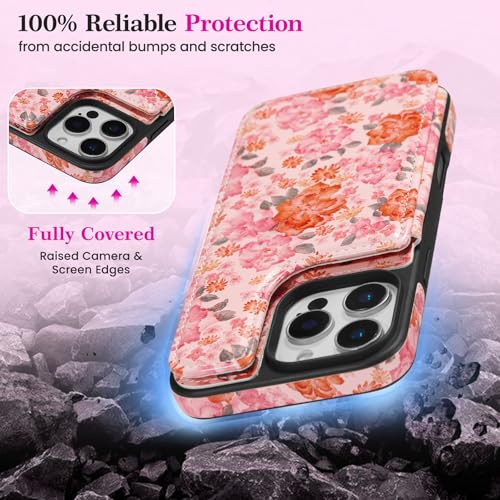 ZCDAYE Wallet Case with Card Holder for iPhone 13 Pro Max, Pink Flowers - image 6